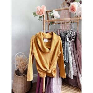 New Vivie And Ash Golden Slouchy Drapey Cowl Thermal Sweater